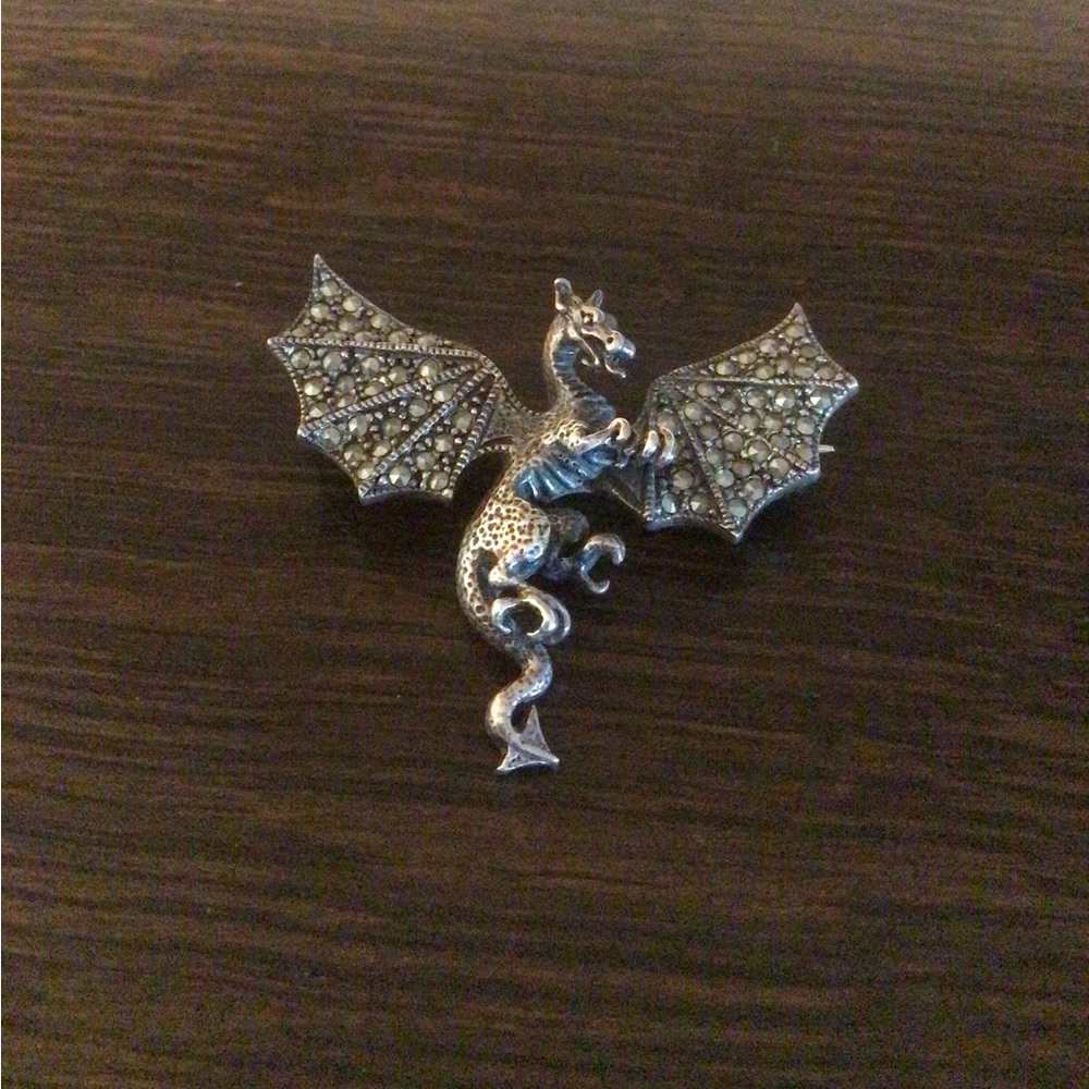 Sterling Silver Dragon Brooch
